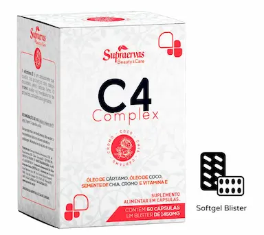 C4 COMPLEX (CáRTAMO , COCO, CHIA E CROMO) 60 CAPS BLISTER - SUPRA ERVAS