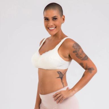 SUTIã MASTECTOMIA EM RENDA 48 Perola