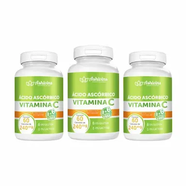 ÁCIDO ASCóRBICO - VITAMINA C - ASHIVINS - 180 CAPS - 240 MG