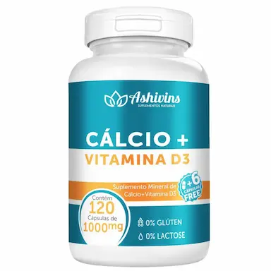 CáLCIO + VITAMINA D3 - ASHIVINS - 120 CAPS - 1000 MG