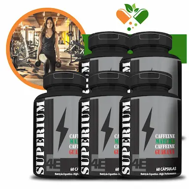 KIT 5 SUPLEMENTO SUPERIUM (MATCHA+GUARANA) 500MG 60 CáPSULAS