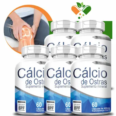 KIT COM 5 POTES CáLCIO DE OSTRAS 800MG 60 CáPSULAS