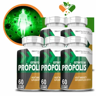 KIT COM 5 EXTRATO DE PRóPOLIS 500MG 60 CáPSULAS
