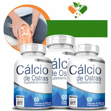 KIT COM 3 POTES CáLCIO DE OSTRAS 800MG 60 CáPSULAS