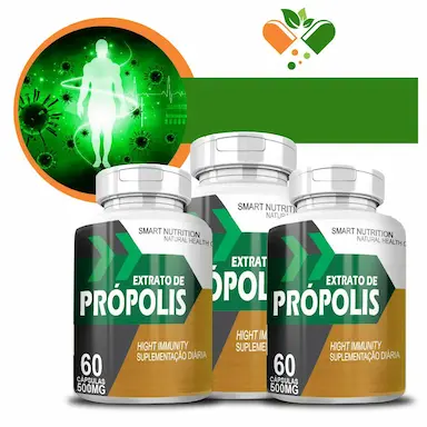 KIT COM 3 EXTRATO DE PRóPOLIS 500MG 60 CáPSULAS