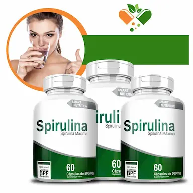 KIT COM 3 SPIRULINA 500MG 60 CáPSULAS