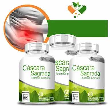 KIT COM 3 POTES CASCARA SAGRADA 500MG 60 CáPSULAS