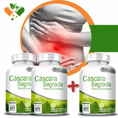 COMPRE 2 LEVE 3 POTES CASCARA SAGRADA 500MG 60 CáPSULAS