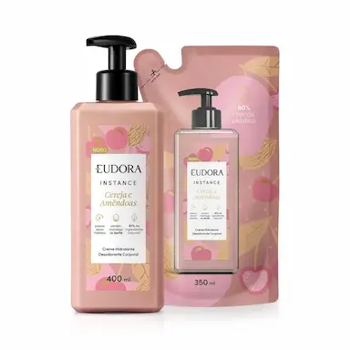 COMBO INSTANCE CEREJA E AMêNDOAS: LOçãO CORPORAL 400ML + REFIL LOçãO CORPORAL 350ML