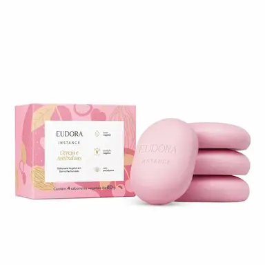 SABONETE VEGETAL EM BARRA PERFUMADO INSTANCE CEREJA E AMêNDOAS 4X80G