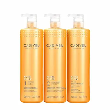 KIT CADIVEU PROFESSIONAL NUTRI GLOW SHAMPOO CONDICIONADOR MáSCARA LITRO (3 PRODUTOS)