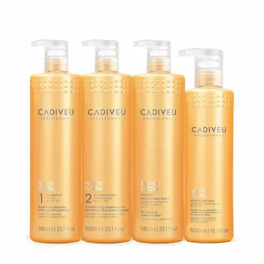 KIT CADIVEU PROFESSIONAL NUTRI GLOW SHAMPOO CONDICIONADOR MáSCARA E CERA NUTRITIVA (4 PRODUTOS)