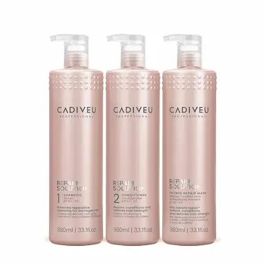 KIT CADIVEU REPAIR SOLUTION SHAMPOO CONDICIONADOR E MáSCARA (3 PRODUTOS)