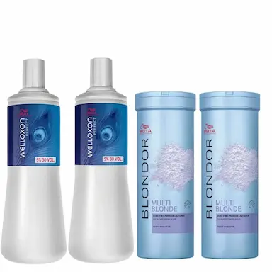 KIT WELLA BLONDOR Pó DESCOLORANTE 400G + OXIDANTE 9% 30V DUPLAS (4 PRODUTOS)