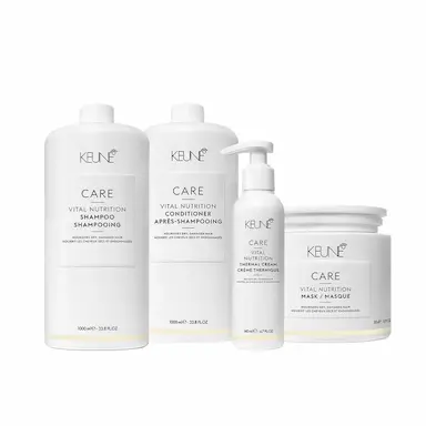 KIT KEUNE CARE VITAL NUTRITION SHAMPOO CONDICIONADOR LITRO MáSCARA THERMAL CREAM (4 PRODUTOS)