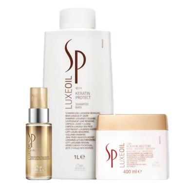 SP SYSTEM PROFESSIONAL LUXE OIL KERATIN PROTECT KIT SHAMPOO 1L MASCARA 400ML E OLEO CAPILAR 30ML - xpto