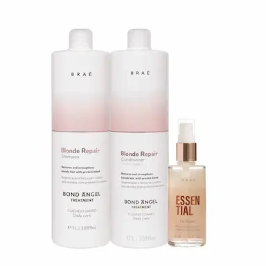 KIT BRAé BLOND REPAIR SHAMPOO CONDICIONADOR LITRO E ESSENTIAL OIL BLEND (3 PRODUTOS)