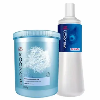 KIT WELLA BLONDOR Pó DESCOLORANTE 800G+OXIGENADA 30V 1L