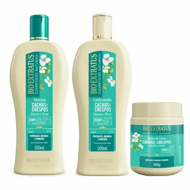 BIO EXTRATUS CACHOS E CRESPOS SHAMPOO+CONDICIONADOR+BANHO DE CREME 500ML