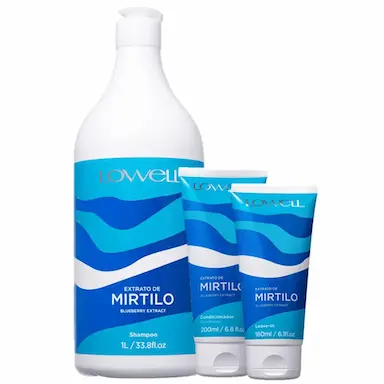 LOWELL EXTRATO DE MIRTILO SHAMPOO 1L CONDICIONADOR 200ML E LEAVE-IN 180ML