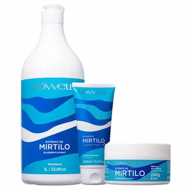 LOWELL EXTRATO DE MIRTILO SHAMPOO 1L CONDICIONADOR 200ML E MASCARA 240G