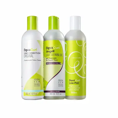 DEVA CURL SHAMPOO LOW-POO+CONDICIONADOR ONE CONDITION+LEAVE-IN ANGéLL 355ML