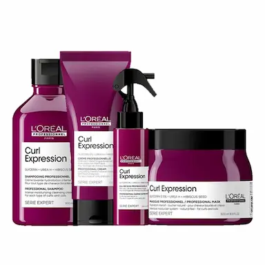 L'ORéAL PROFESSIONNEL CURL EXPRESSION SHAMPOO CREAM 300ML + C. CAPILAR 200ML + LEAVE-IN 190ML + MáSC. 500ML (4 PRODUTOS)