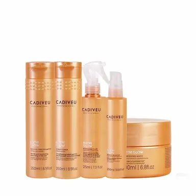 KIT CADIVEU NUTRI GLOW SHAMPOO CONDICIONADOR FLUíDO BOOSTER E MáSCARA (5 PRODUTOS)