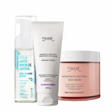 KIT SKELT RED CARPET GLOW HIDRATANTE CORPORAL AMALFI SUNSET  ÁGUA SHOWER (3 PRODUTOS)