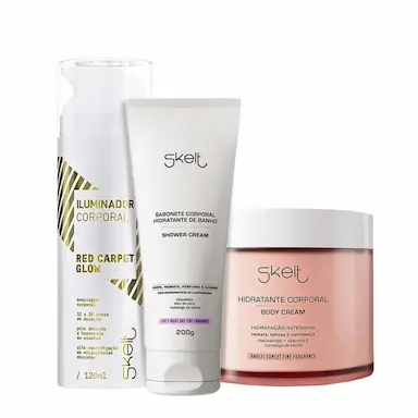KIT SKELT RED CARPET GLOW HIDRATANTE CORPORAL AMALFI SUNSET  INSTANTâNEO SHOWER (3 PRODUTOS)