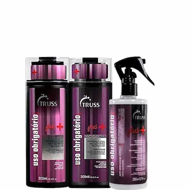 KIT TRUSS USO OBRIGATORIO PLUS LIMPEZA SUAVE E ACAO ANTI FRIZZ (3 PRODUTOS)