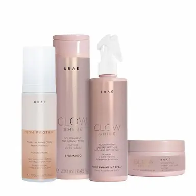 KIT BRAé HIGH PROTECT THERMAL GLOW SHINE SHAMPO MáSCARA E ATIVADOR DE BRILHO (4 PRODUTOS)