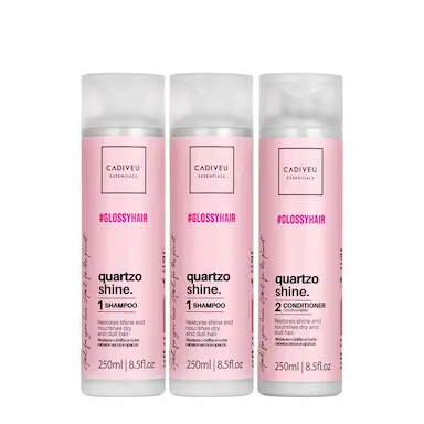 KIT CADIVEU PROFESSIONAL HAIR QUARTZO SHINE SHAMPOO EXTRA E CONDICIONADOR (3 PRODUTOS)
