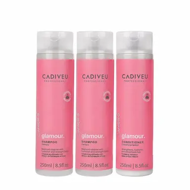 KIT CADIVEU PROFISSIONAL ESSENTIALS GLAMOUR SHAMPOO EXTRA E CONDICIONADOR (3 PRODUTOS)