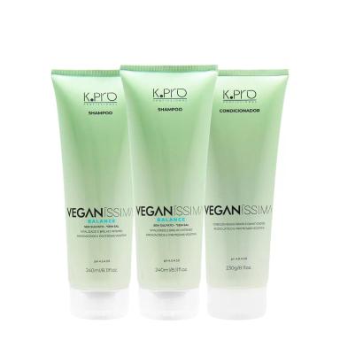 KIT K.PRO VEGANíSSIMA BALANCE SHAMPOO EXTRA E CONDICIONADOR CABELOS RESSECADOS (3 PRODUTOS)