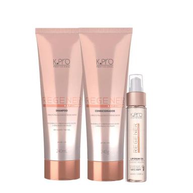 KIT K.PRO PROFISSIONAL REGENéR SHAMPOO CONDICIONADOR E OIL (3 PRODUTOS)