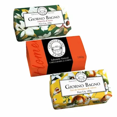 KIT GIORNO BAGNO FLOR DE LARANJEIRA, LICHIA E UOMO LARANJA (3 PRODUTOS)