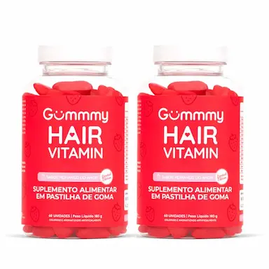 GUMMY HAIR COMBO SUPLEMENTO ALIMENTAR EM GOMA MORANGO DO AMOR 2 UNIDADES