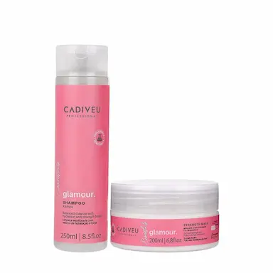 KIT CADIVEU PROFISSIONAL ESSENTIALS GLAMOUR SHAMPOO E MáSCARA (2 PRODUTOS)