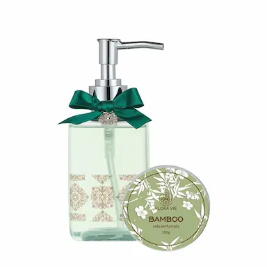 KIT FLORA VIE BAMBOO VELA PERFUMADA E SABONETE LíQUIDO (2 PRODUTOS)
