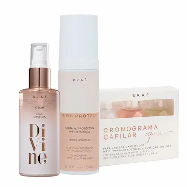KIT BRAé HIGH PROTECT THERMAL PROTECTION  BRAé DIVINE PLUME E CRONOGRAMA CAPILAR REPAIR (3 PRODUTOS)