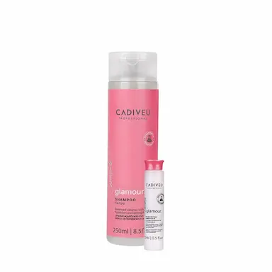 KIT CADIVEU PROFISSIONAL ESSENTIALS GLAMOUR SHAMPOO E AMPOLA (2 PRODUTOS)