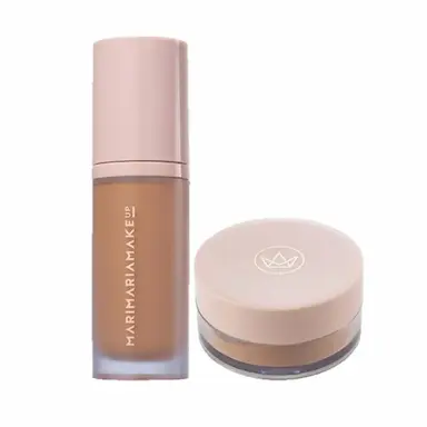 MARI MARIA BASE CORRETIVO MATTE BEGE ESCURO E PO FACIAL GOLDEN SET - xpto