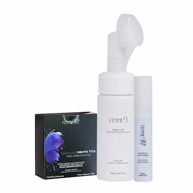 KIT FEMME9 ESPUMA FACIAL THERAPHYBROWS VITA E GEL FIXADOR (3 PRODUTOS)