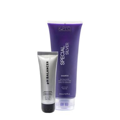 KIT K.PRO SPECIAL SILVER PH 5.5 A 6.5 SHAMPOO E ACIDIFICANTE PEQUENO (2 PRODUTOS)
