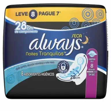 ABS  ALWAYS NOTURNO SECA  28CM C/ ABAS C/ 8