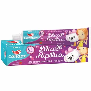 GEL DENTAL COM FLUOR LILLICA RIPILICA 50G SABOR MORANGO