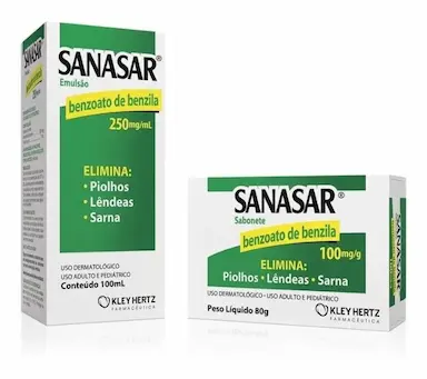 KIT SANASAR ELIMINA PIOLHOS LêNDEAS E SARNA SABONETE + LOçãO