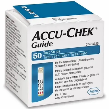 TIRAS PARA MEDIR GLICOSE ACCU CHEK GUIDE C/50 UNID.