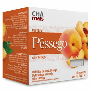 CLINICMAIS CHá MAçã, PêSSEGO, LARANJA, MATE TOSTADO 10 SACHêS - CHá MAIS